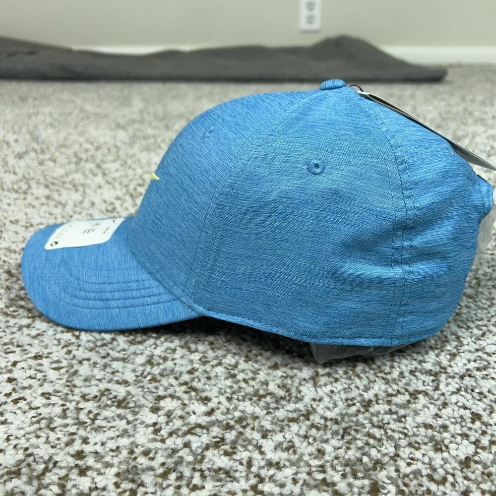 Nike Hat Cap Strap Back Large Blue Yellow Swoosh Dri FIT Athletic Men Sport Logo